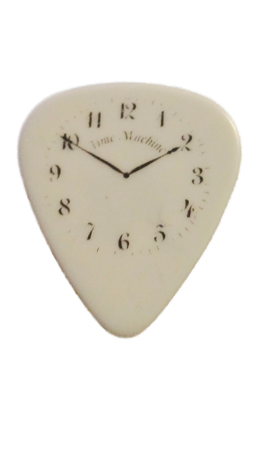 Joe Satriani Guitar Pick — White with Silhouette & Clock Design