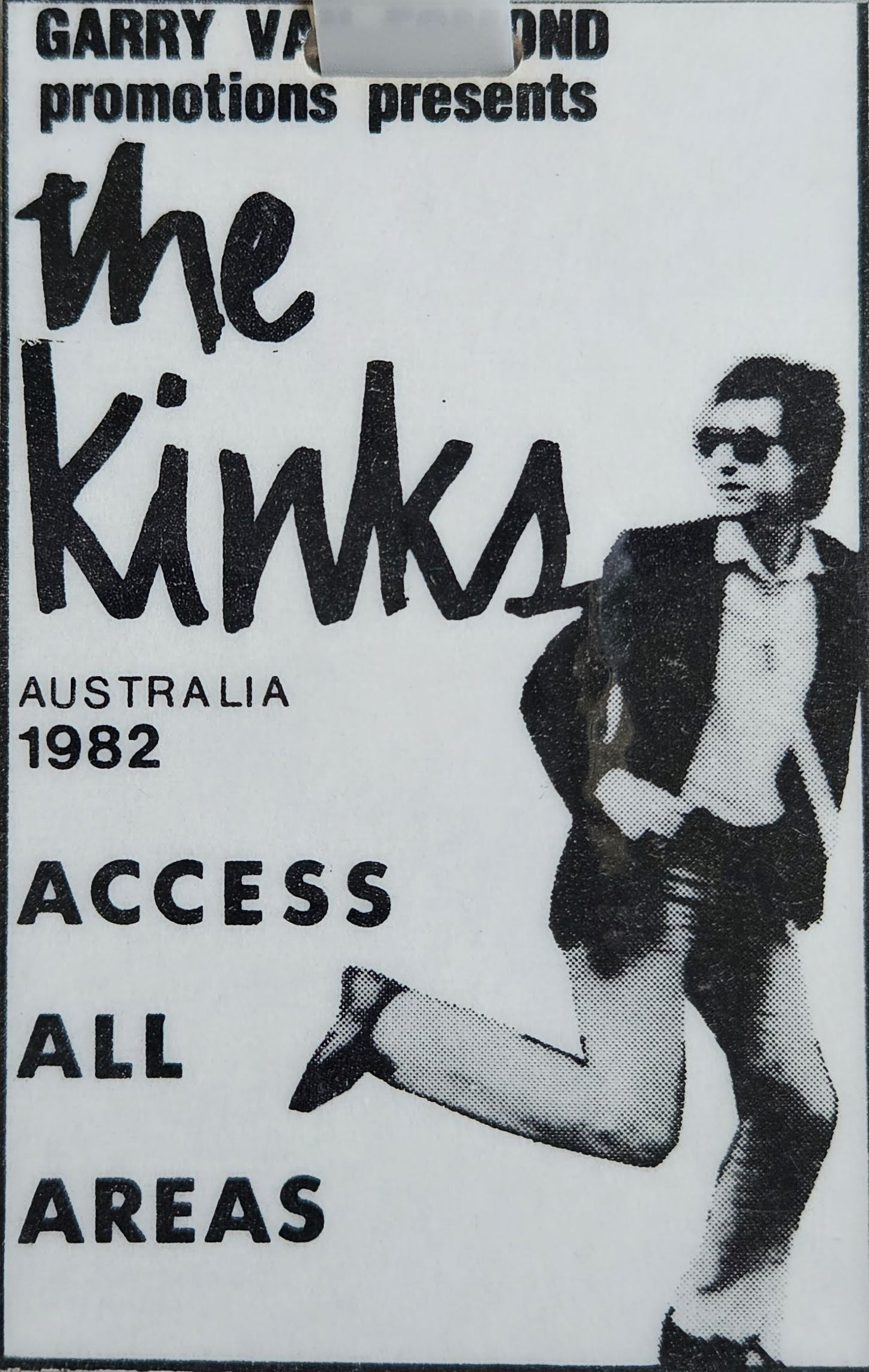 1982 The Kinks Australia Access All Areas Pass