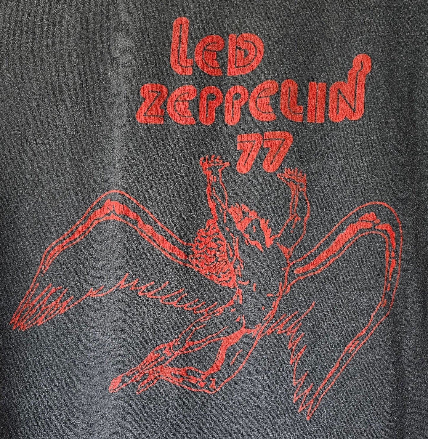 Led Zeppelin 1977 Black Shirt with Red Lettering (Worn)