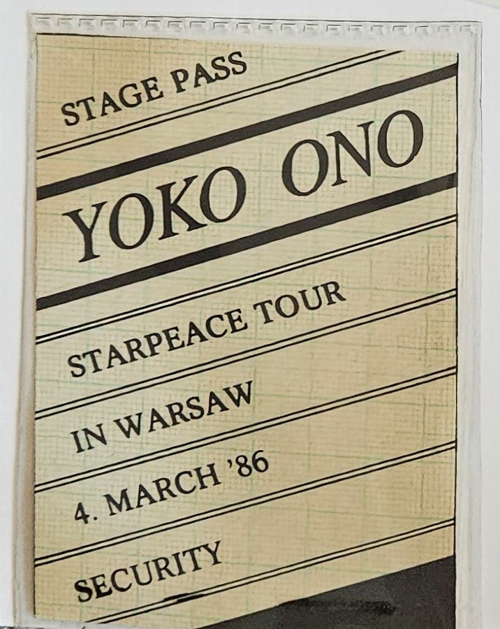 Yoko Ono 1986 Starpeace World Tour Security Pass — Warsaw, March 4 — Funk's Closet