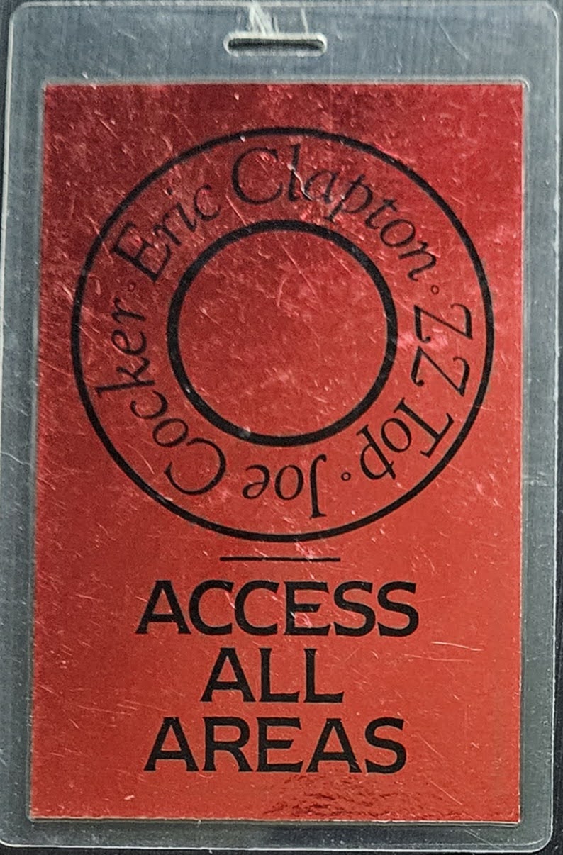 Eric Clapton / Joe Cocker / ZZ Top – Multi-Artist Tour Laminate | Johnny "JW" Roberts Closet
