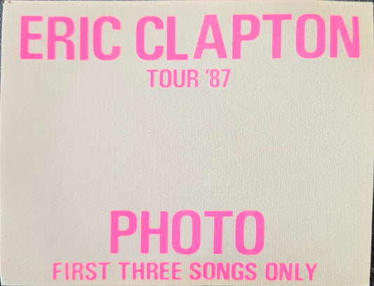 Eric Clapton 1987 Tour PHOTO Pass
