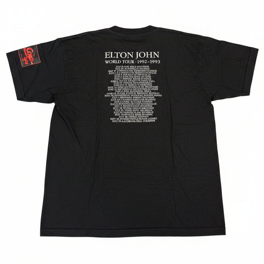 Elton John World Tour 1992-1993 tee - back with full European tour dates