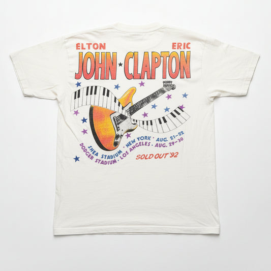 Elton John & Eric Clapton In Concert 1992 tee - back with guitar/keyboard graphic and SOLD OUT 92