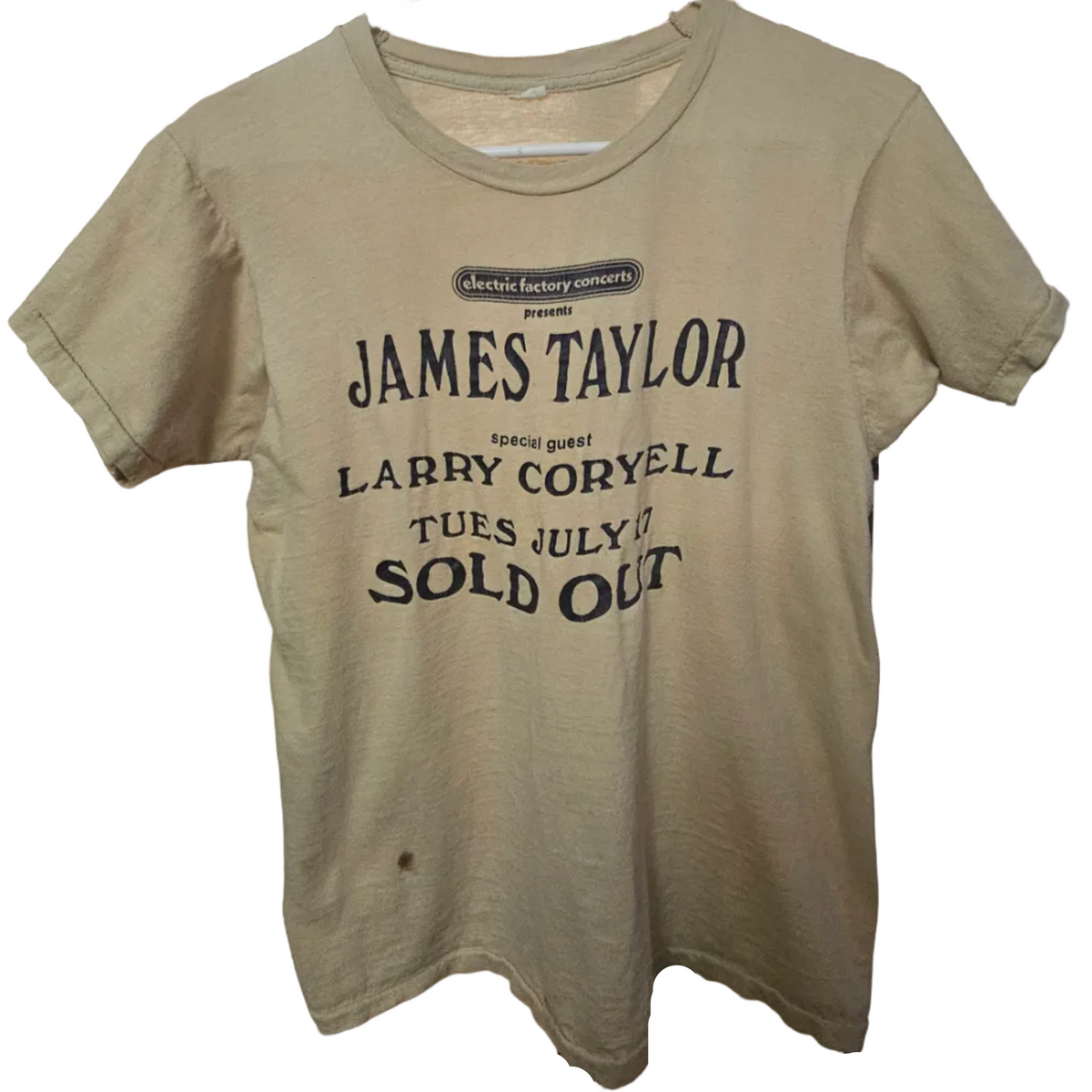 James Taylor Universal Amph. / Electric Factory w/ Larry Coryell Vintage Shirt — original shirt photo from Bill Doc Gans collection