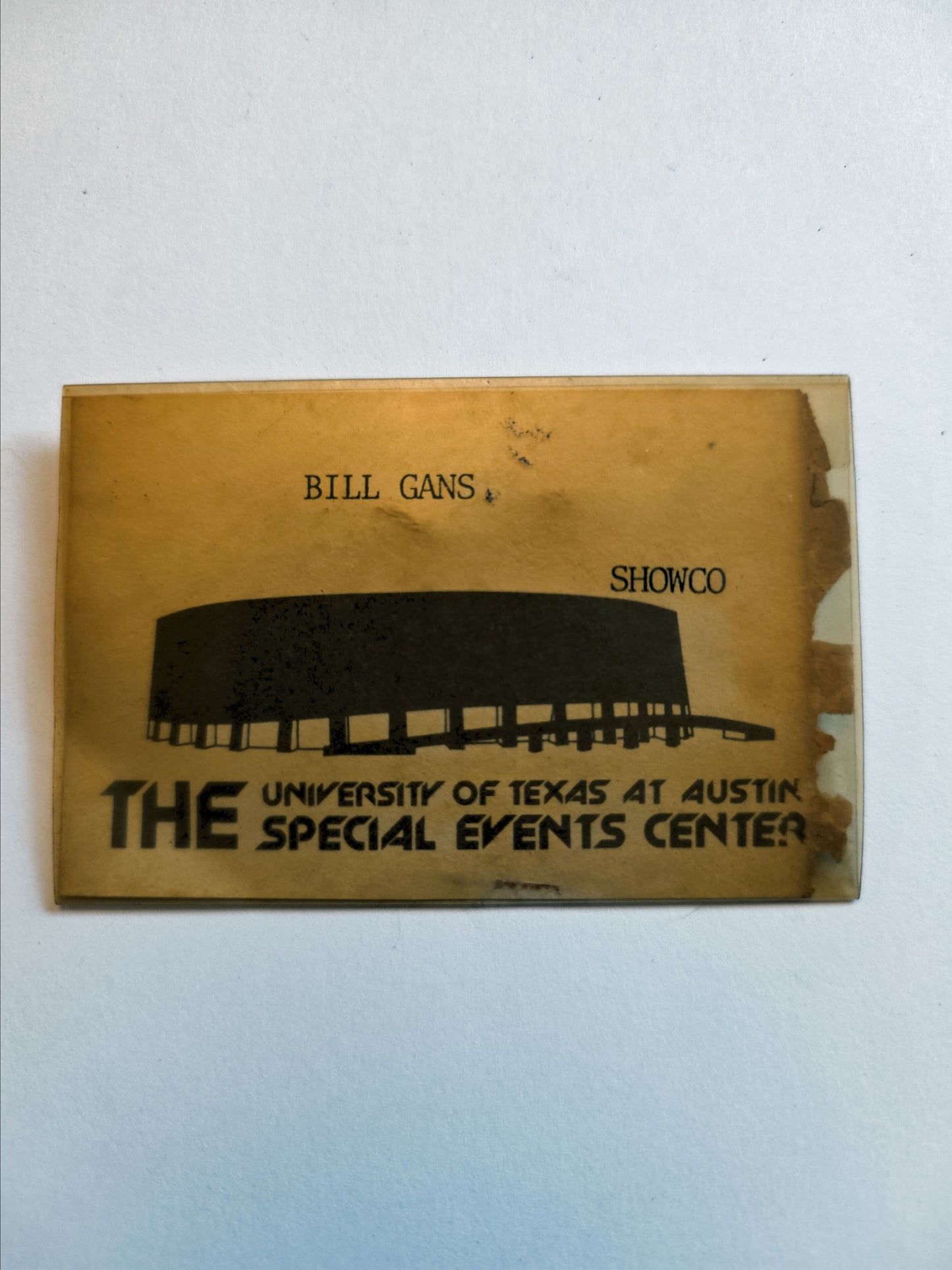 SHOWCO / University of Texas at Austin Special Events Center Badge – Bill Gans