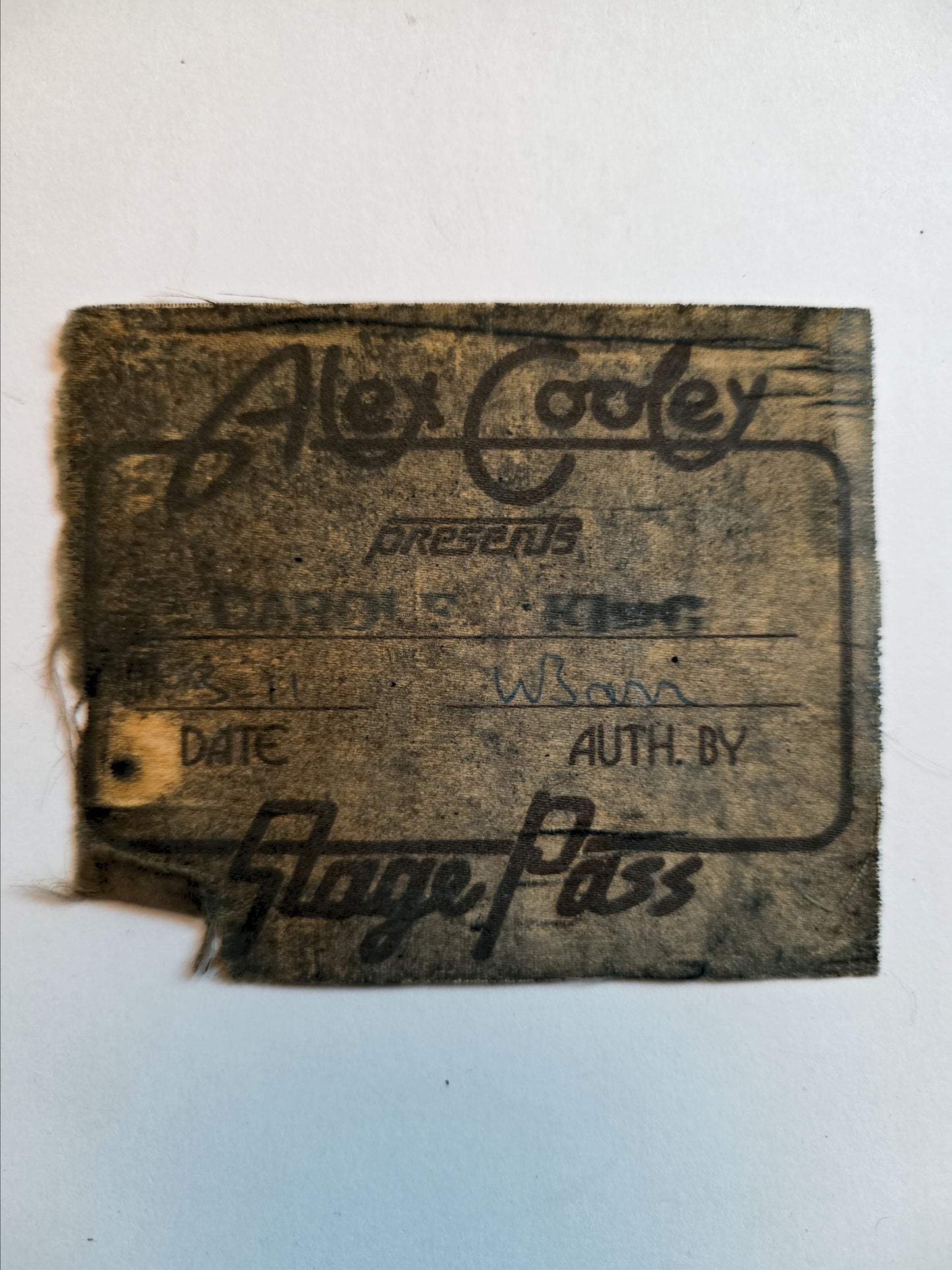 Alex Cooley Presents Carole King Stage Pass – Auth. Wilson – Doc Gans