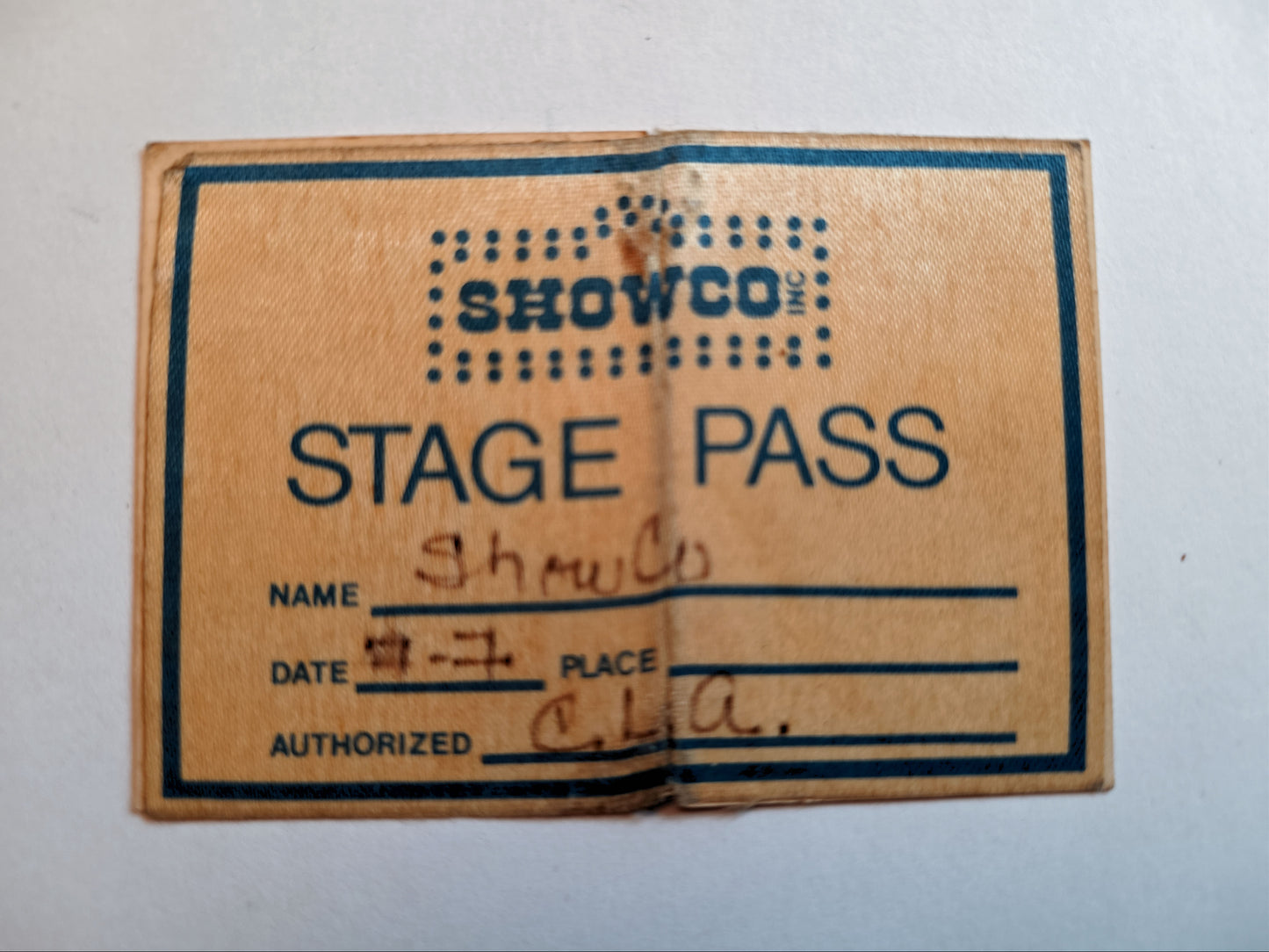 SHOWCO Inc. Stage Pass – July 7 – Auth. C.L.A. – Doc Gans