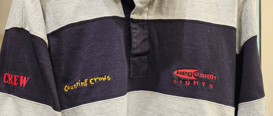 COUNTING CROWS RUGBY STYLE NEG EARTH LIGHTS CREW ON SLEEVE (BLK/GRY W/NAVY COLLAR) from Bruce Jones’s collection — photograph 258