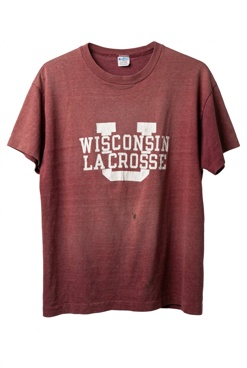 University of Wisconsin La Crosse Burgundy Vintage T-Shirt — full original shirt photo