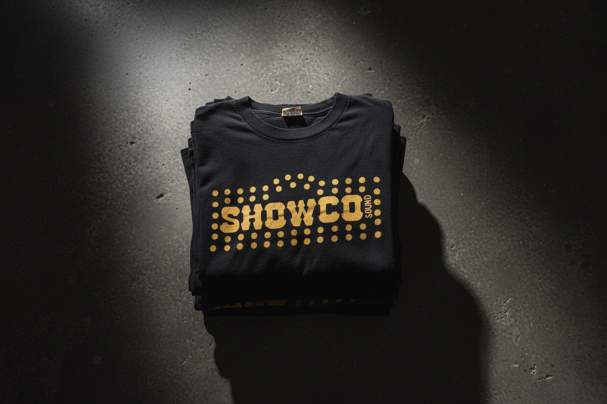 SHOWCO Sound Folded Shirts Flat Lay