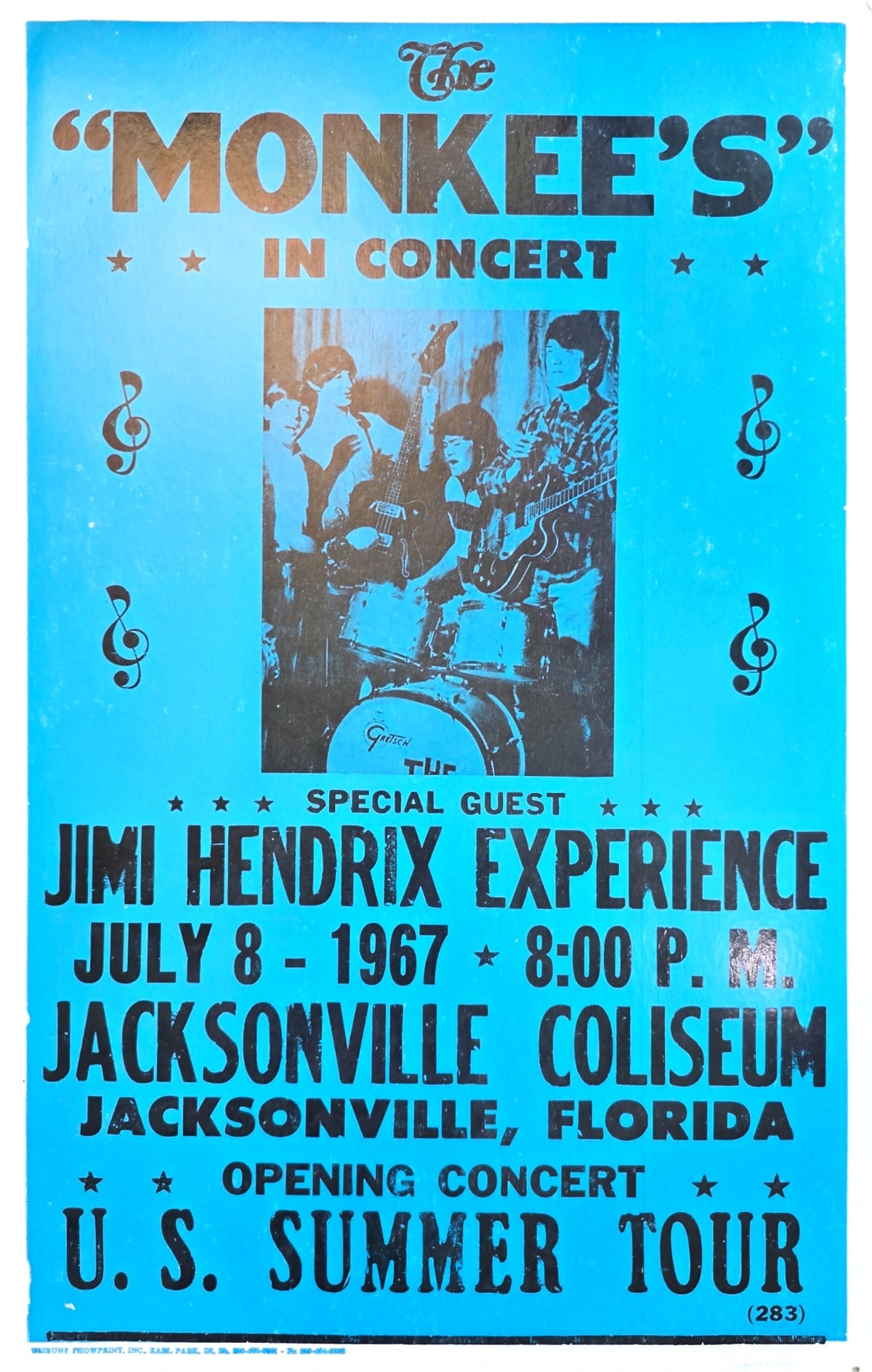 The Monkees with Jimi Hendrix — Jacksonville 1967 Vintage-Style Reproduction Poster | Bruce Jones Closet