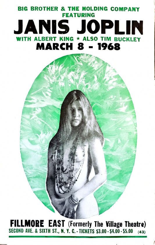 Janis Joplin — Fillmore East 1968 Vintage-Style Reproduction Poster | Bruce Jones Closet