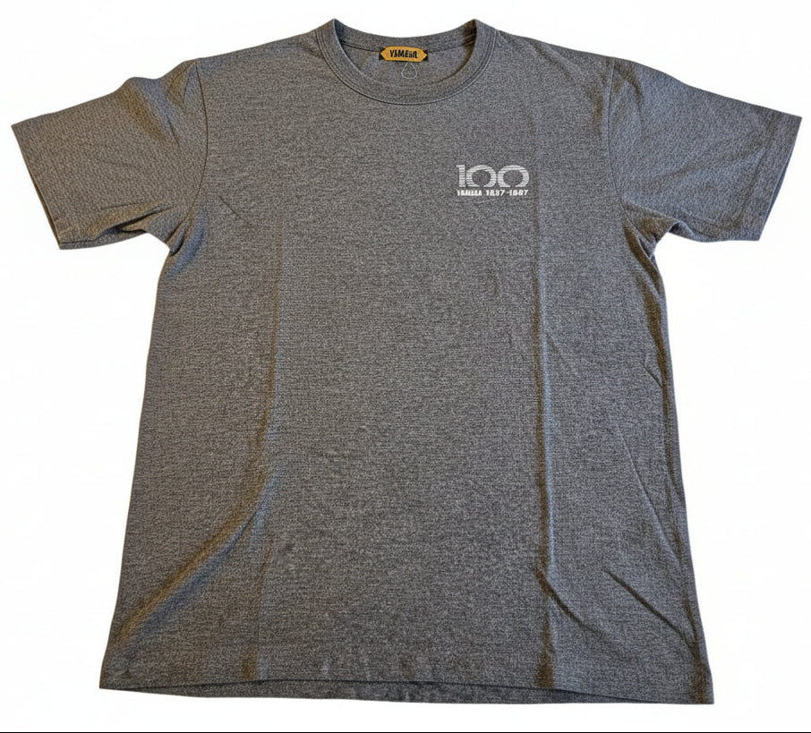 Yamaha 100th Anniversary tee front — centennial logo 1887-1987