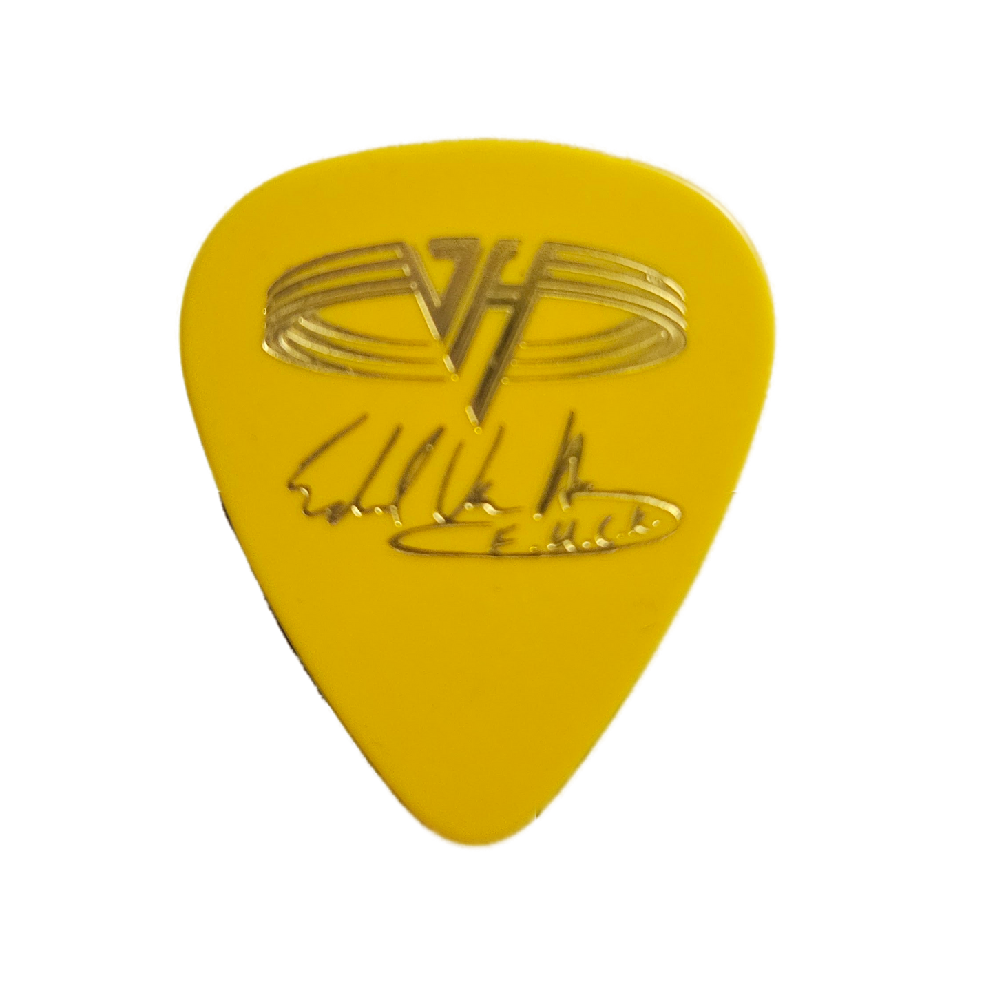 Van Halen Guitar Pick — Eddie Van Halen Signature "but of course" (Yellow with Gold Text)