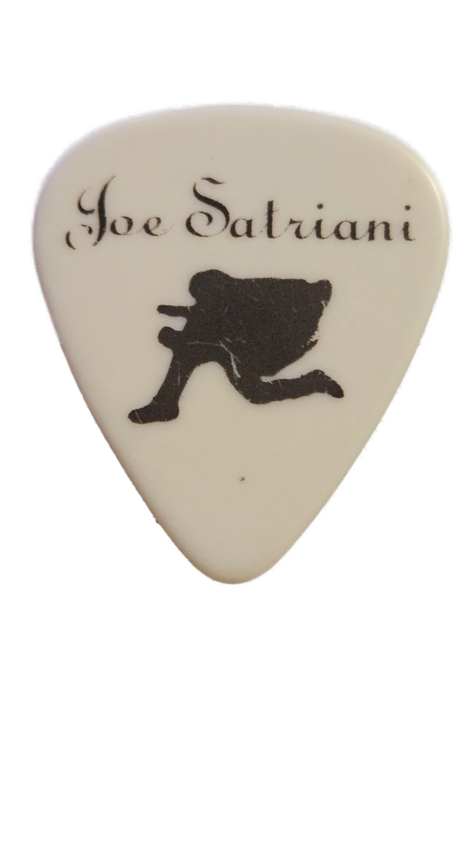 Joe Satriani Guitar Pick — White with Silhouette & Clock Design