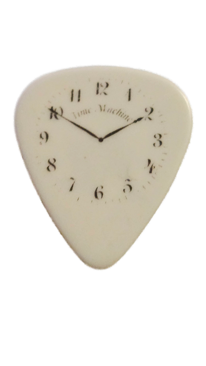 Joe Satriani Guitar Pick — White with Silhouette & Clock Design