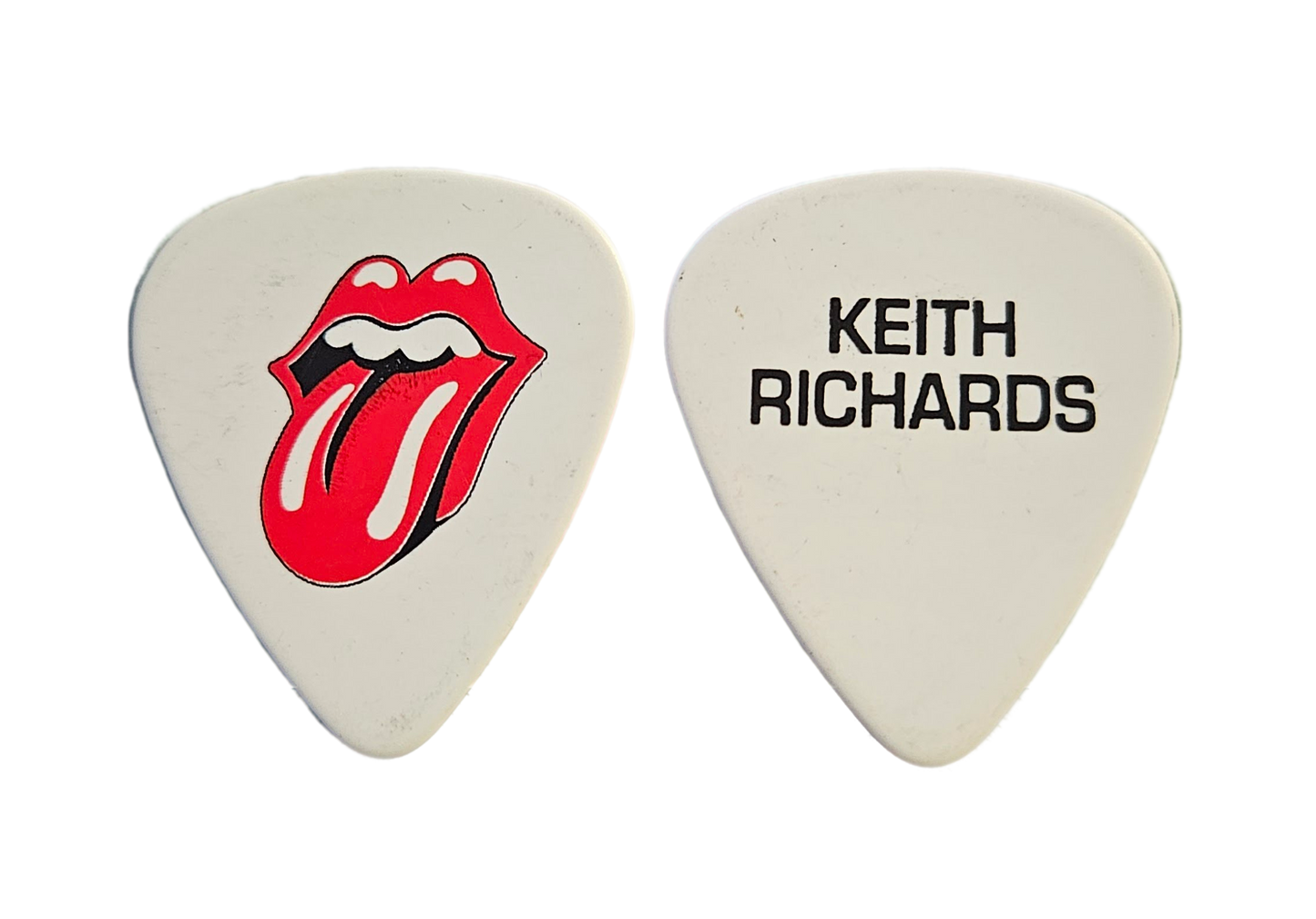 The Rolling Stones Guitar Pick — Keith Richards Classic Lips Logo (White)