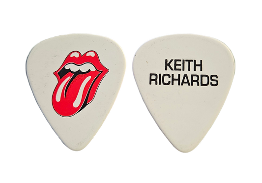 The Rolling Stones Guitar Pick — Keith Richards Classic Lips Logo (White)