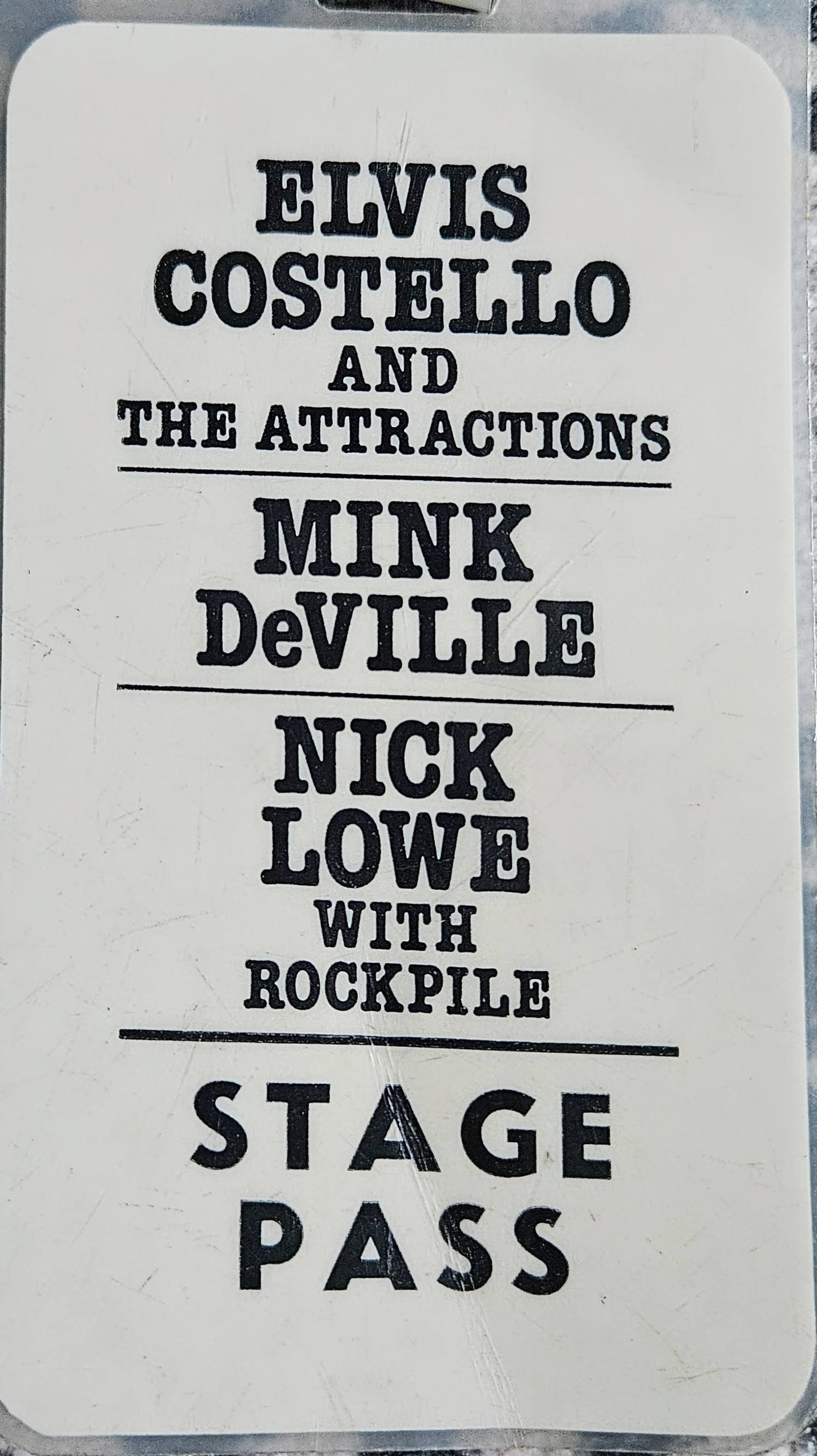 1978 Elvis Costello and The Attractions Mink DeVille Nick Lowe with Rockpile Stage Pass