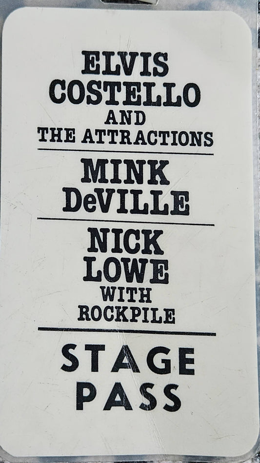 1978 Elvis Costello and The Attractions Mink DeVille Nick Lowe with Rockpile Stage Pass