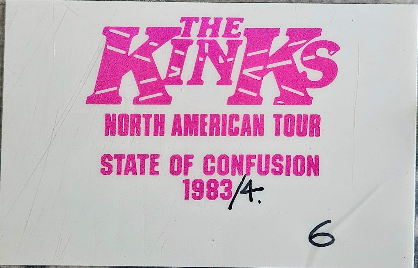 1983 The Kinks North American Tour State of Confusion Pass