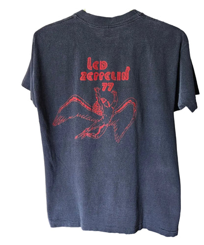 Led Zeppelin 1977 Black Shirt with Red Lettering (Worn)