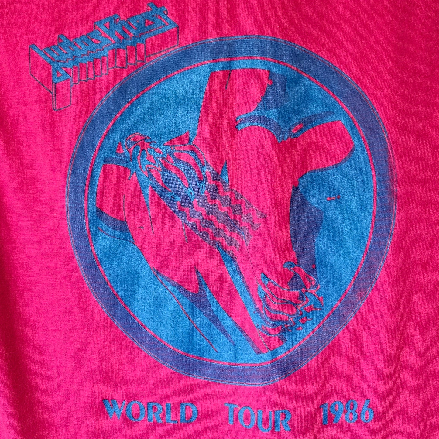 Judas Priest 1986 Fuchsia Shirt with Metallic Silver Print (M, New)