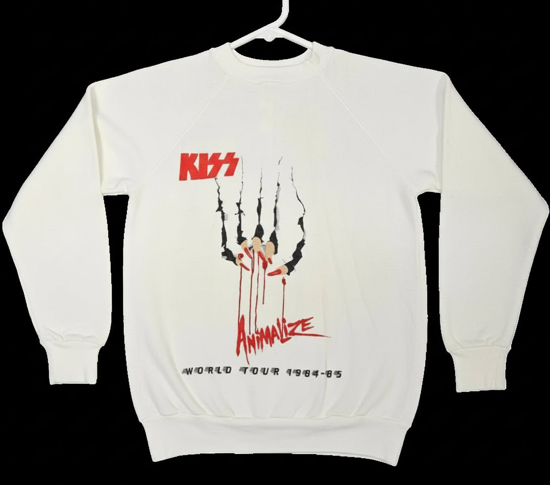 Kiss Animalize World Tour 1984 Showco Sweatshirt (M, White, New)