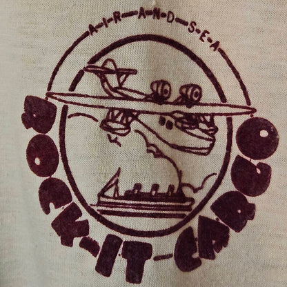 Rock-it-Cargo Crew Shirt - Tan with Maroon Velvet Flocking
