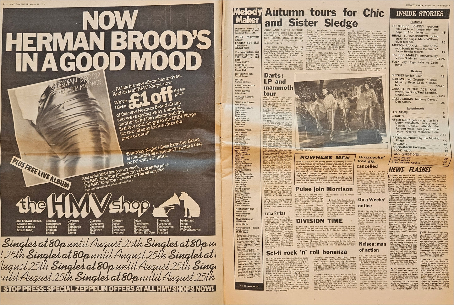 Melody Maker — August 11, 1979 | Bob Marley Cover, Led Zeppelin “In Through the Out Door” LP Review | Donnie “DK” Kretzschmar’s Closet