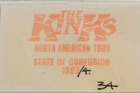 The Kinks State of Confusion 1983 North American Tour Backstage Pass | Mike Ponczek's Closet