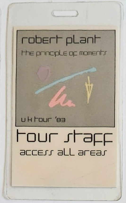 Robert Plant – The Principle of Moments UK Tour '83 Tour Staff Laminate | Mike Ponczek's Closet