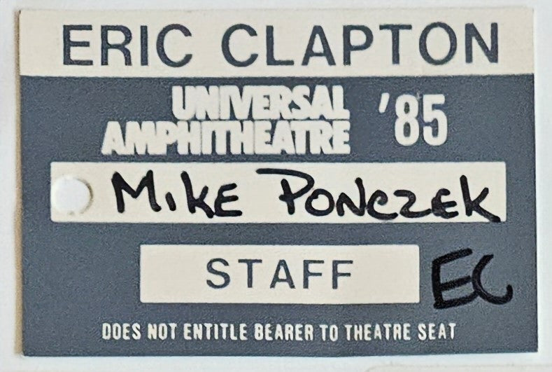Eric Clapton – Universal Amphitheatre '85 Staff Laminate | Mike Ponczek's Closet