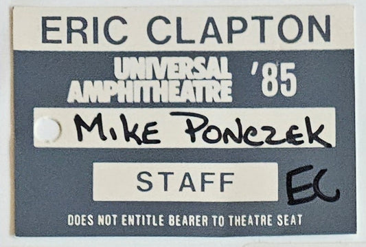 Eric Clapton – Universal Amphitheatre '85 Staff Laminate | Mike Ponczek's Closet