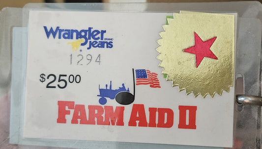 Farm Aid II – Wrangler Jeans Numbered Credential No. 1294 | Mike Ponczek's Closet