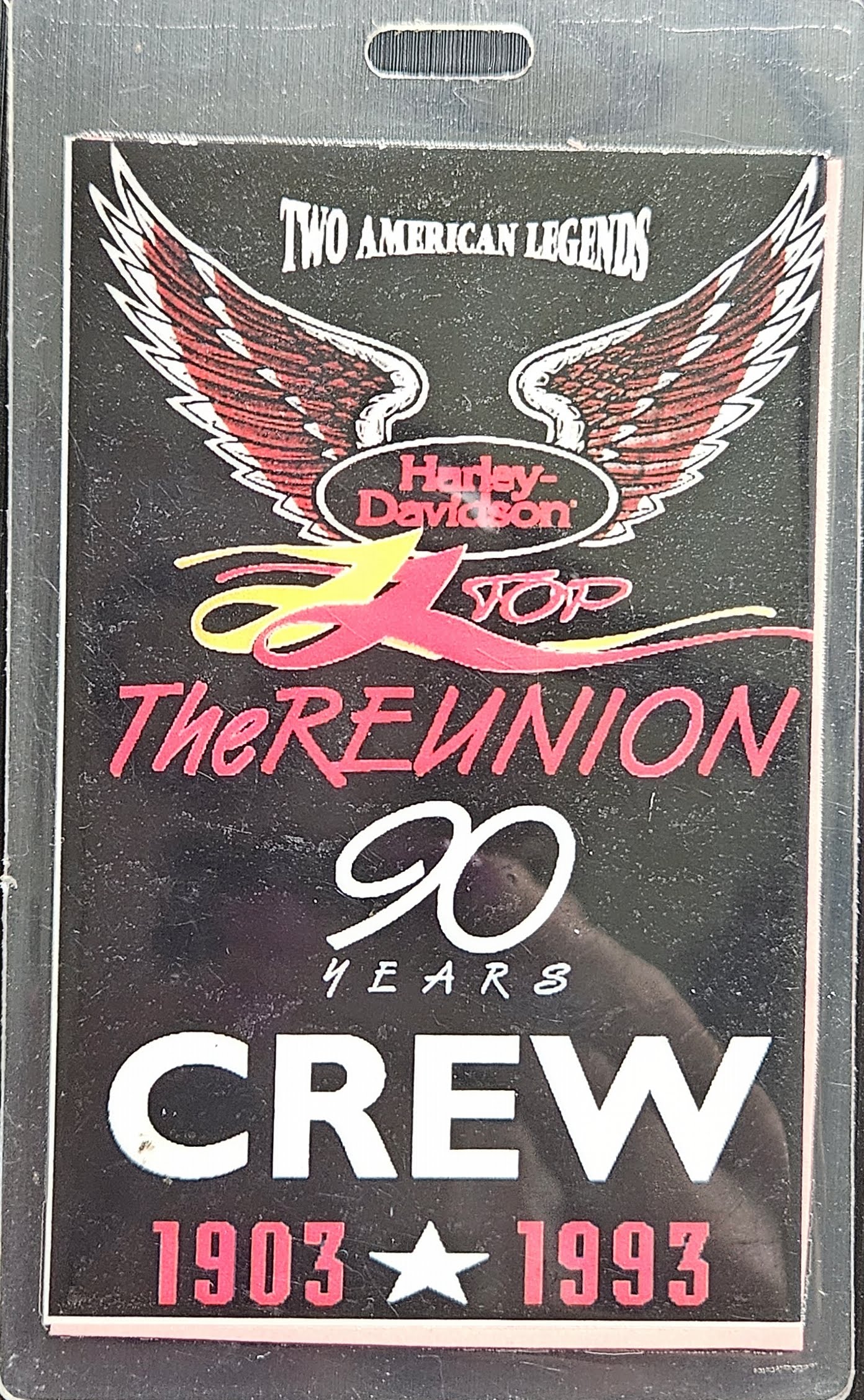 ZZ Top / Harley-Davidson – The Reunion 1993 Crew Laminate | Johnny "JW" Roberts Closet