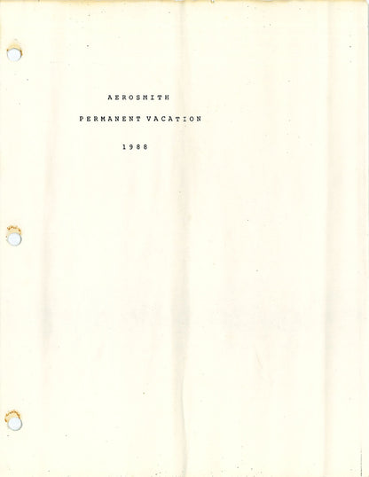 Aerosmith — Permanent Vacation Tour 1988, Original Tour Itinerary (JW Roberts Listed as Crew)
