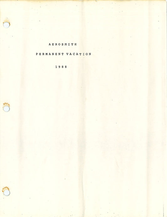 Aerosmith — Permanent Vacation Tour 1988, Original Tour Itinerary (JW Roberts Listed as Crew)