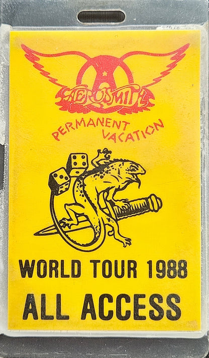 Aerosmith – Permanent Vacation World Tour 1988 All Access Laminate | Johnny "JW" Roberts Closet