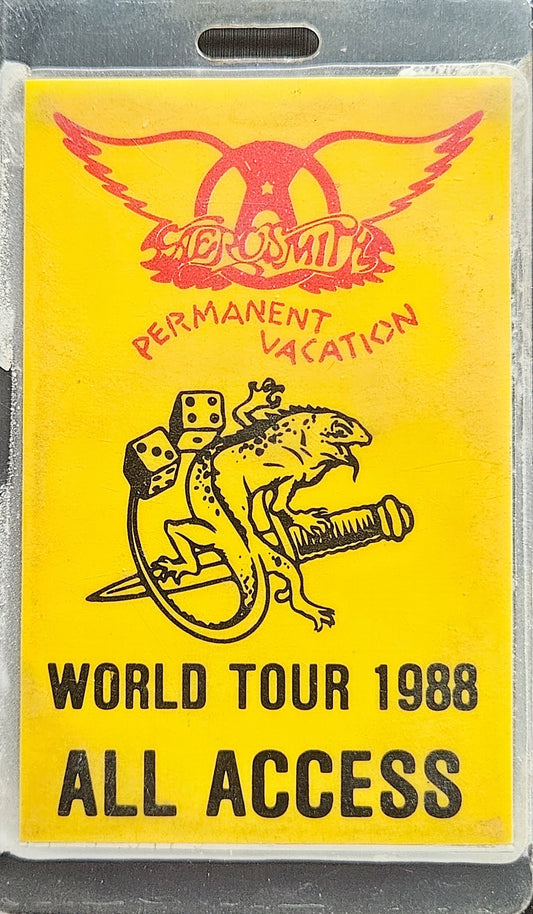 Aerosmith – Permanent Vacation World Tour 1988 All Access Laminate | Johnny "JW" Roberts Closet
