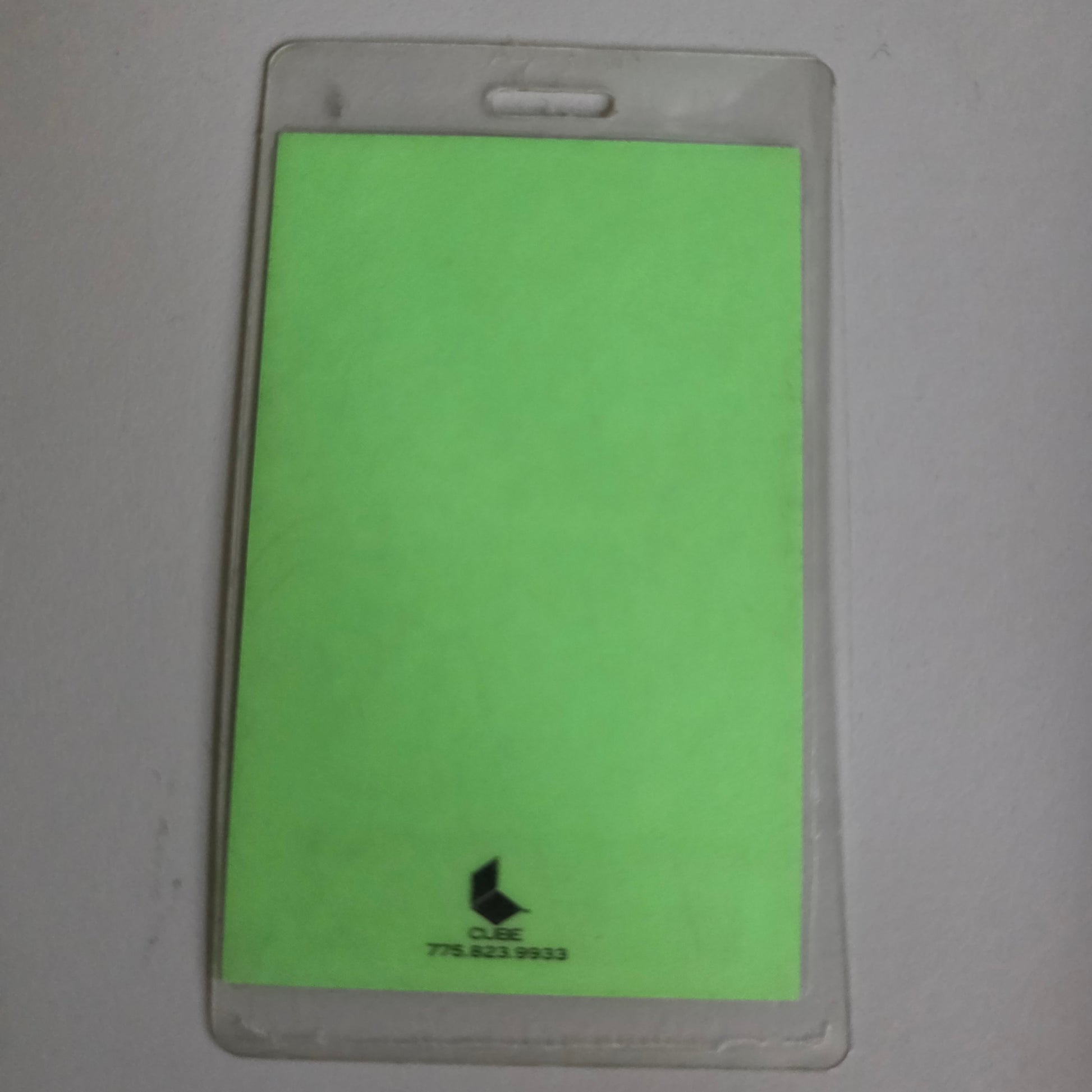 Audioslave Lollapalooza 2003 Meal Ticket – back, solid green Cube credential card in original sleeve