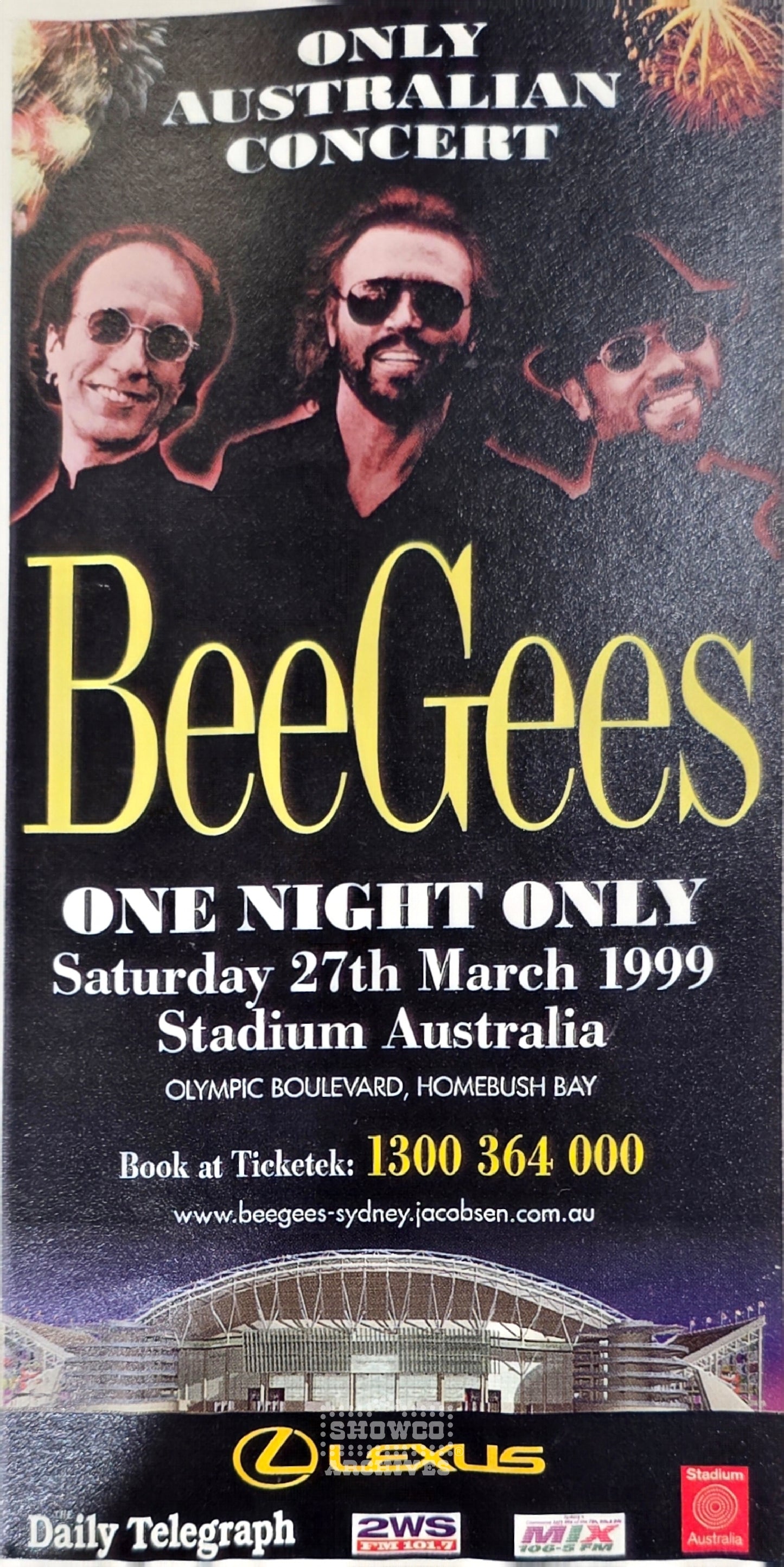 Bee Gees – One Night Only, Australian Tour Official Itinerary, March 27, 1999 | Johnny "JW" Roberts Closet