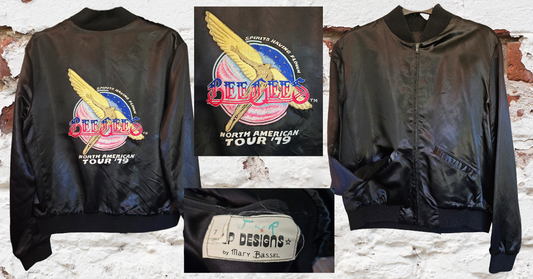 Bee Gees Spirits Having Flown North American Tour 1979 Crew Jacket – Black Satin