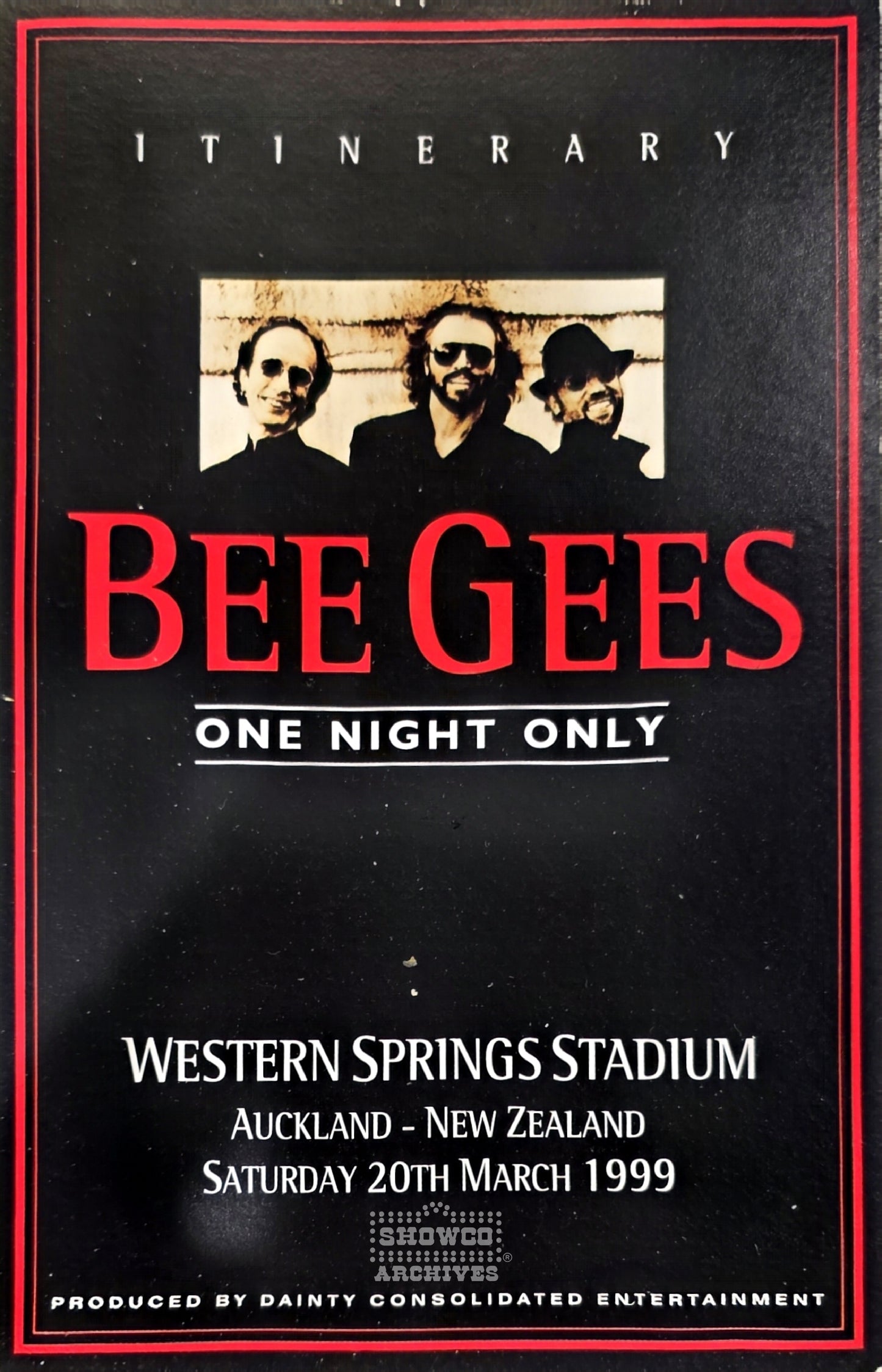 Bee Gees – One Night Only, Auckland New Zealand Official Tour Itinerary, March 20, 1999 | Johnny "JW" Roberts Closet