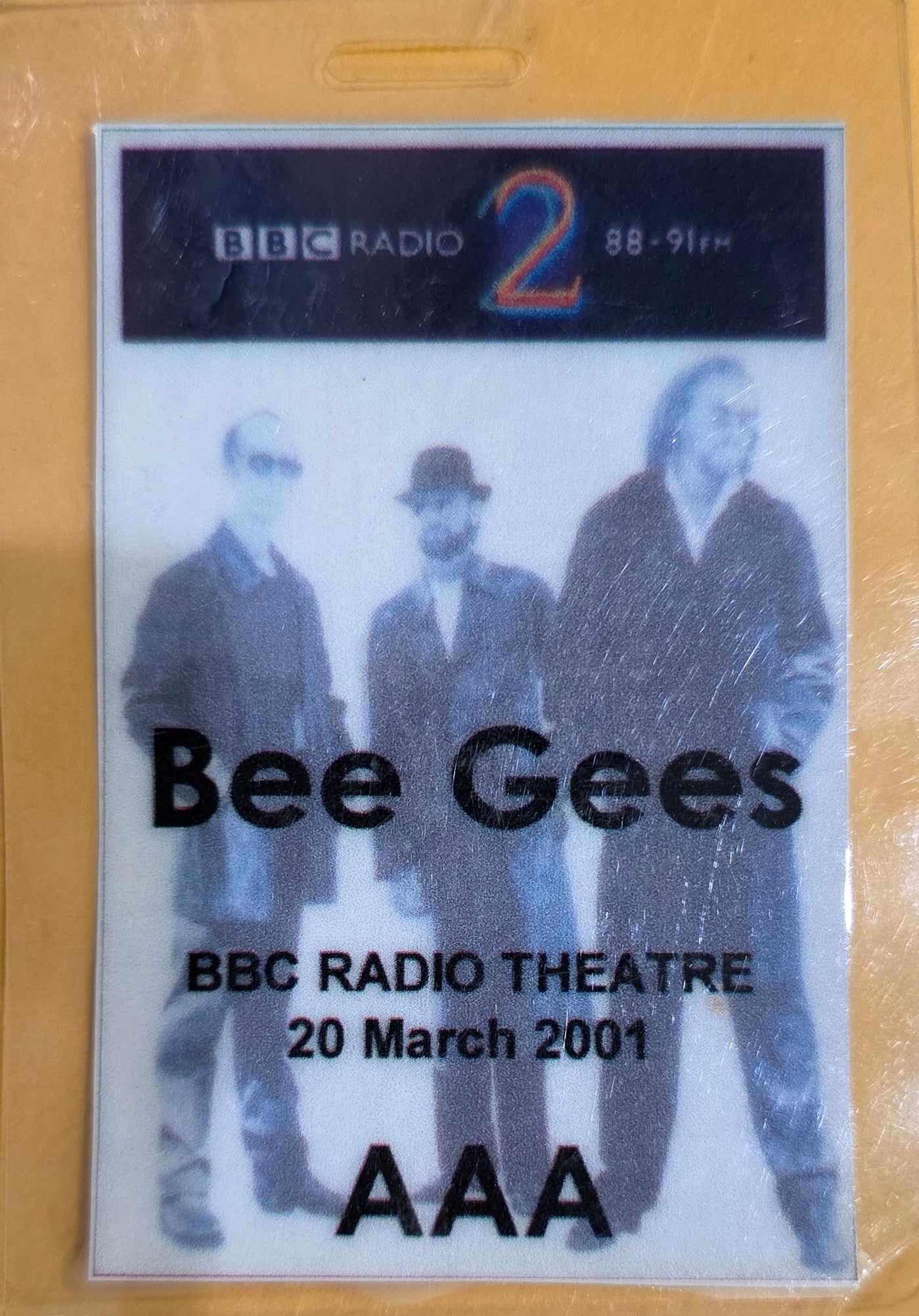 Bee Gees – BBC Radio 2 Theatre AAA Laminate, March 20, 2001 | Johnny "JW" Roberts Closet