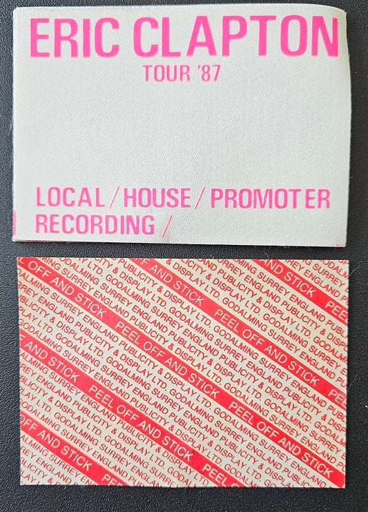 Eric Clapton 1987 Tour PHOTO Pass