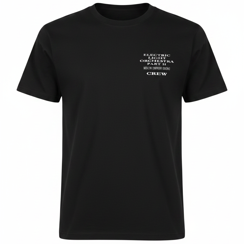 ELO Part II Moscow Symphony Orchestra 1991 crew shirt — left chest print on black tee