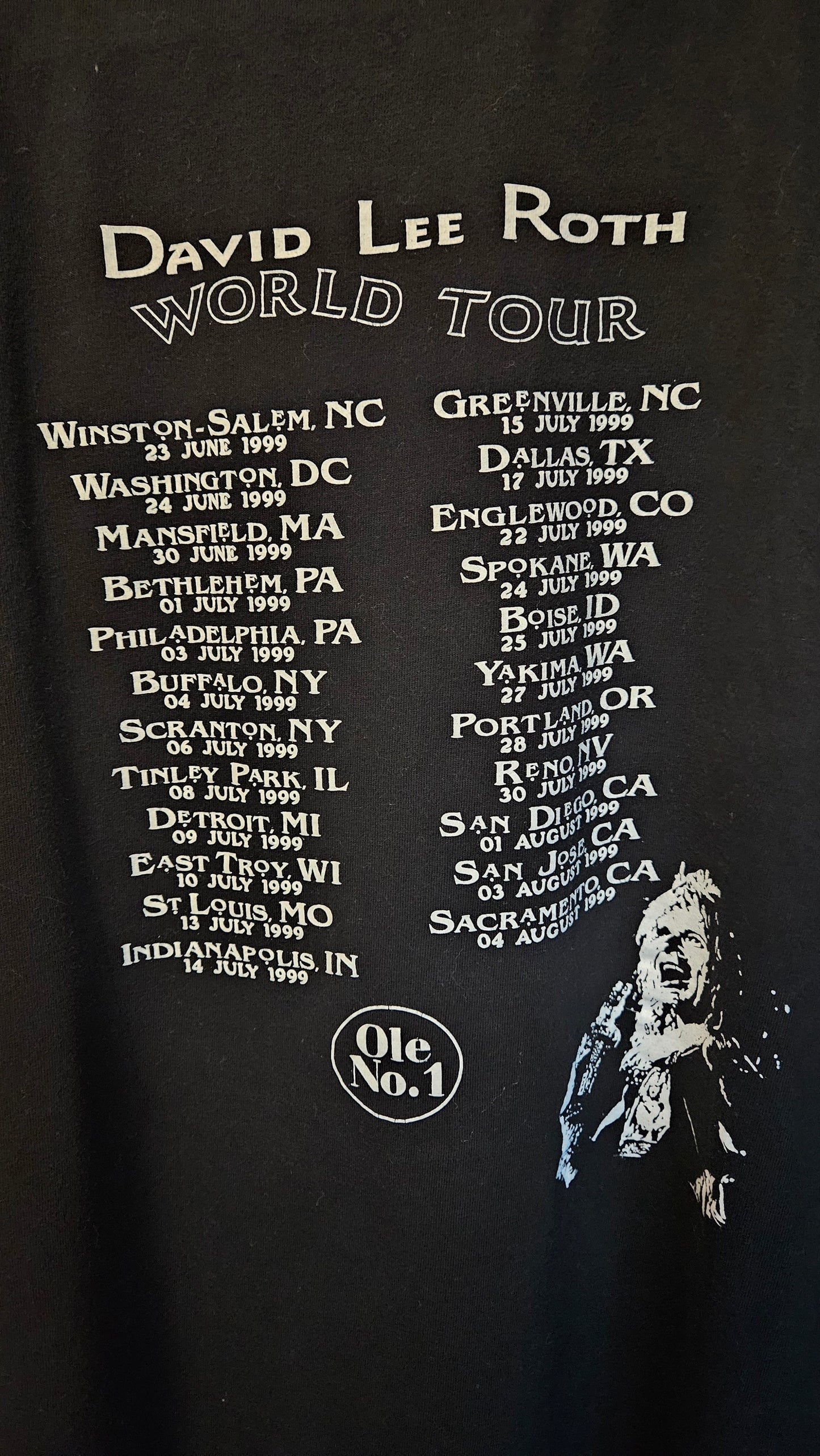 David Lee Roth World Tour 1999 Crew Tee