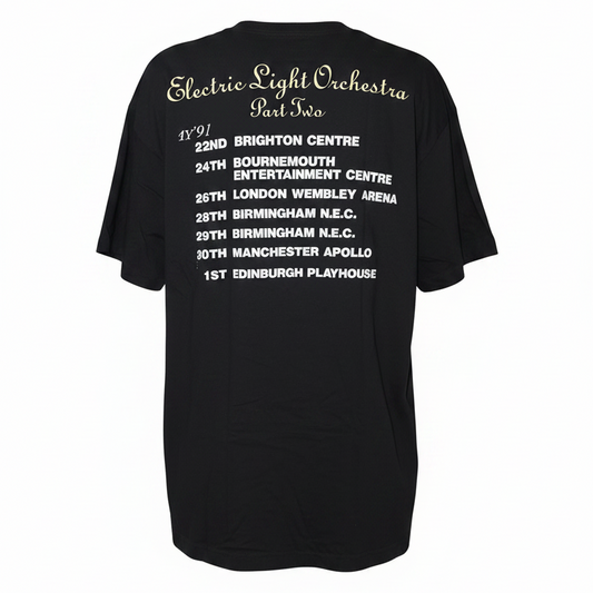 ELO Part II World Tour 1991 vintage t-shirt — back with UK tour dates